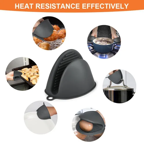 Miniatura 7 de AUAUY 2 mini guantes de horno de silicona, guantes de horno resistentes al calor de 446 ℉/446.0 °F, manoplas de cocina pequeños para horno