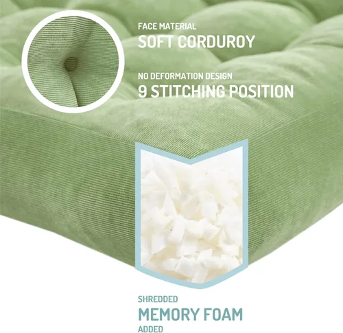 Miniatura 98 de Juego de 2 almohadas de suelo de meditación, almohadas cuadradas grandes para adultos, cojín de pana copetuda para sala de estar de tatami, gris, 22