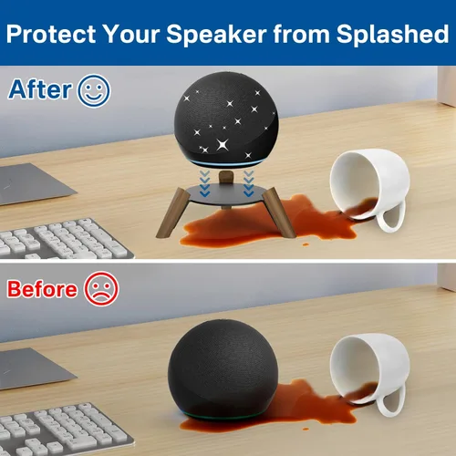 Miniatura 6 de Soporte de escritorio de madera para Echo Dot de 4ª y 5ª generación y soporte para Echo Dot Max para un mejor sonido, soporte de altavoz de trípode