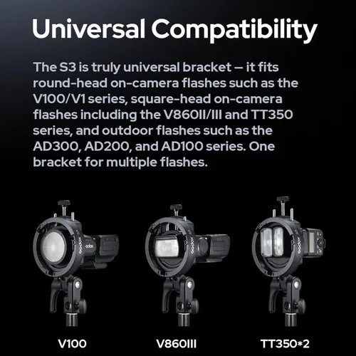 Miniatura 3 de GODOX S3 Speedlite Bowens - Soporte para flash Godox V1 V100 V1Pro V860III TT350 AD100 AD200 AD300 Speedlite Strobe Flashes, soporte tipo S, control
