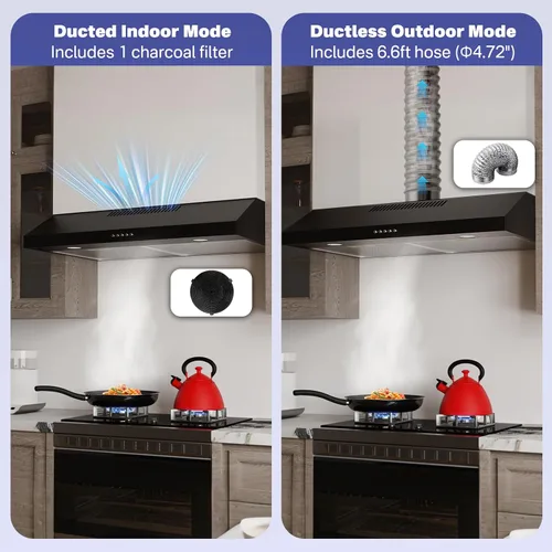 Miniatura 8 de Campana extractora negra – Bajo gabinete, extractor metálico de cocina, campana extractora debajo del gabinete, campana extractora de 30 pulgadas