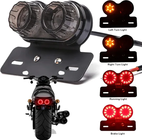 Miniatura 7 de DREAMIZER Luz trasera de freno LED roja para motocicleta con señal de giro, placa de matrícula compatible con Sportster 883 Street bike Dirt bike