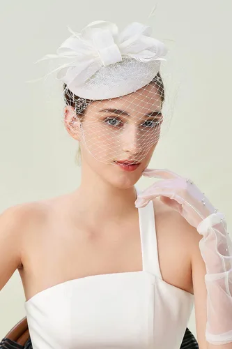 Miniatura 3 de BABEYOND Fascinator Hat Veil Feather Fascinators Hair Clip Tea Party Pillbox Derby Hat Fascinator Bridal Wedding Veil