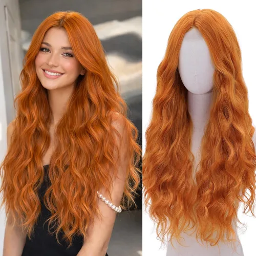 Miniatura 34 de Peluca azul larga natural ondulada sintética de fibra resistente al calor, peluca azul con ondas de agua para Halloween, cosplay, fiesta diaria Azul