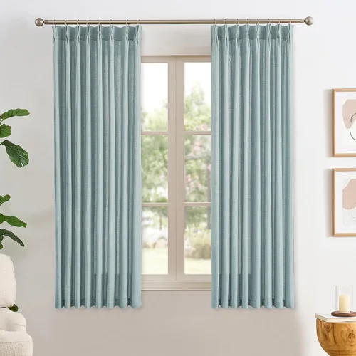 Miniatura 15 de RAIN CITY - Juego de 2 cortinas de 45 pulgadas de largo con plisado con pellizco, cortinas semitraslúcidas para dormitorio, cuarto de bebé