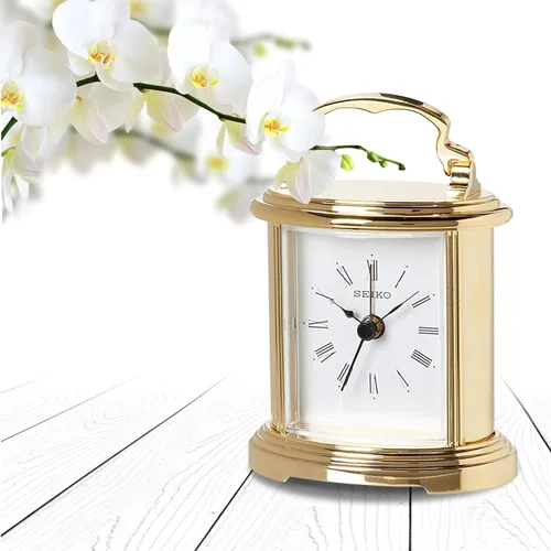 Miniatura 3 de SEIKO QHE109GLH Reloj despertador de aleación de oro para dormitorio, 4.3 x 3 pulgadas