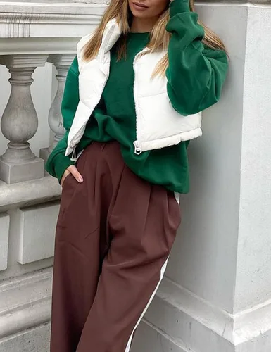 Miniatura 4 de APAFES Chaleco acolchado de invierno para mujer, cuello alto, ligero, aislante, ropa de abrigo