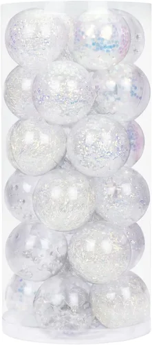 24 unidades - Adornos de bolas de Navidad de plástico transparente inastillable colgantes con bolas delicadas decorativas (2.36 pulgadas/60mm,