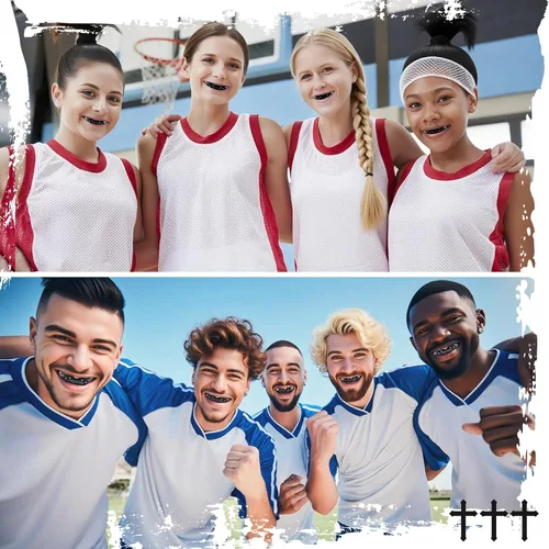 Miniatura 5 de 6 protectores bucales cruzados cristianos, armadura de dientes deportivos, protectores bucales religiosos para boxeo, fútbol, baloncesto, béisbol