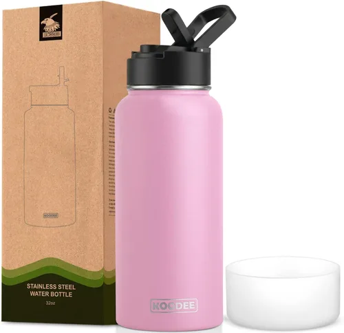 Miniatura 151 de koodee Insulated Water Bottle, 32 oz Stainless Steel Double Wall Vacuum Wide Mouth Sport Bottle with Leakproof Spout Lid (Navy)