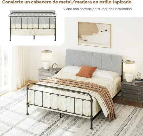Miniatura 4 de Cabecera Solo Tamaño Queen - Sin Ensamblaje, Cabecera Tapizada Tamaño Queen en Tela de Lino Moderna, Estilo Actual, para Cama Ajustable Extra claro