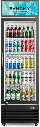 Miniatura 10 de EUHOMY Refrigeradores comerciales de 6 pies cúbicos con puerta de vidrio templado doble, refrigerador de bebidas con cerradura y estantes