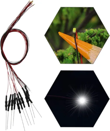 Miniatura 8 de L0603B 20pcs pre-cableado SMD LED 0603 Bule Diodo emisor de luz 12V Micro Litz Cable Cable Longitud 7.8 pulgadas (7.9 in) para DIY Manual