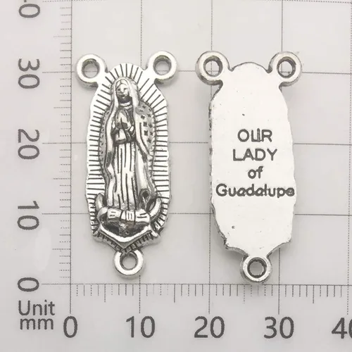 Miniatura 5 de Colgantes de medalla de crucifijo milagrosa de cruz de Jesús María Nuestra Señora de plata antigua, 3.53 oz (60 unidades) para manualidades, M154 cm