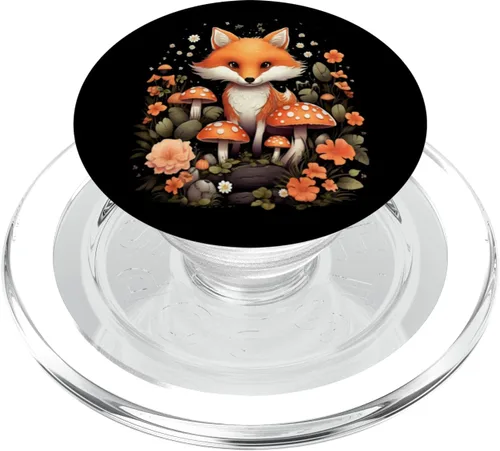 Mushroom Fox Kawaii Cottagecore - PopSockets estéticos MagSafe PopGrip para iPhone
