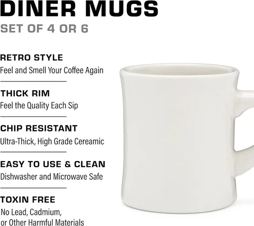 Miniatura 3 de COLETTI Tazas de café de comedor, tazas de café de restaurante, taza de café retro, taza de comedor resistente y pesada, nostalgia en cada sorbo