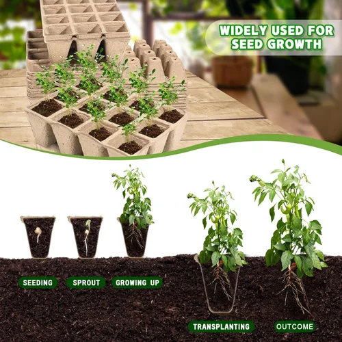 Miniatura 3 de 10 paquetes de bandejas de inicio de plántulas, 120 celdas biodegradables macetas de iniciación de semillas, kit de bandeja de germinación