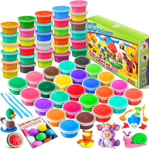 Miniatura 7 de Kit de arcilla de modelado - Arcilla de secado al aire de 40 colores, arcilla de moldeo DIY con herramientas, manualidades artísticas para niños