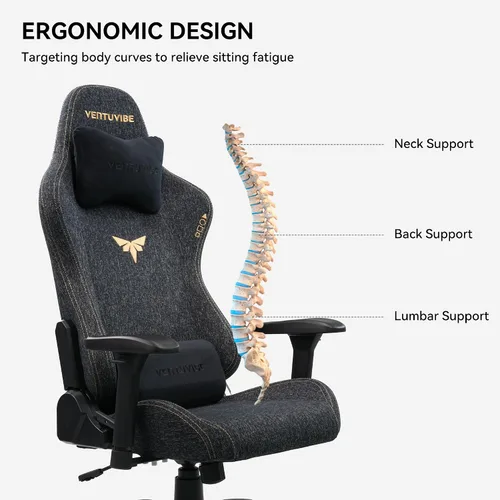 Miniatura 4 de Silla para juegos con reposabrazos ajustables 4D, reclinable de 170° y capacidad de 320 libras, silla ergonómica de computadora de respaldo alto