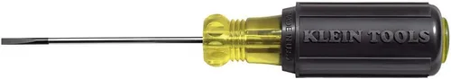 Klein Tools Destornillador 612-4, fabricado en EE. UU., Destornillador de bloque de terminales de cabeza plana, punta de gabinete de 1/8 pulgadas,