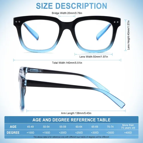 Miniatura 4 de Paquete de 6 lentes de lectura de moda para mujeres y hombres, bloqueo de luz azul, lectores cuadrados de gran tamaño con bisagra de resorte Paquete