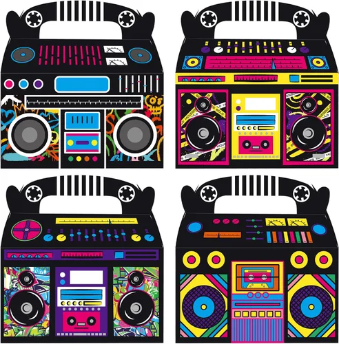 umoni Caja de recuerdo de radio Boombox de los años 80 y 90, cajas de regalo para fiesta de cumpleaños, caja de regalo retro para decoración de