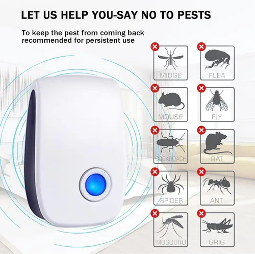 Miniatura 2 de Control ultrasónico de plagas electrónico repelente de plagas, enchufe repelente sónico para interiores para roedores, cucarachas, insectos