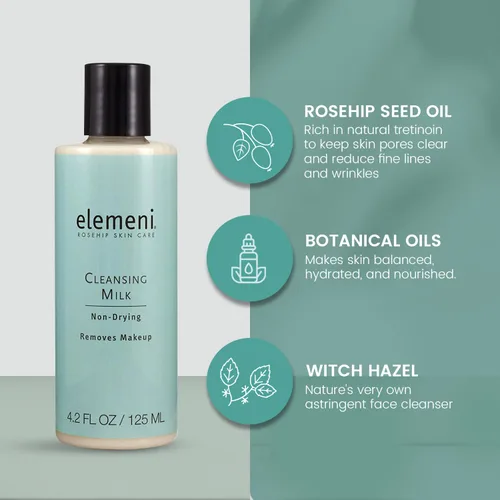 Miniatura 5 de elemeni - Leche limpiadora para el cuidado de la piel, removedor de maquillaje orgánico vegano, limpiador facial equilibrado con pH que elimina