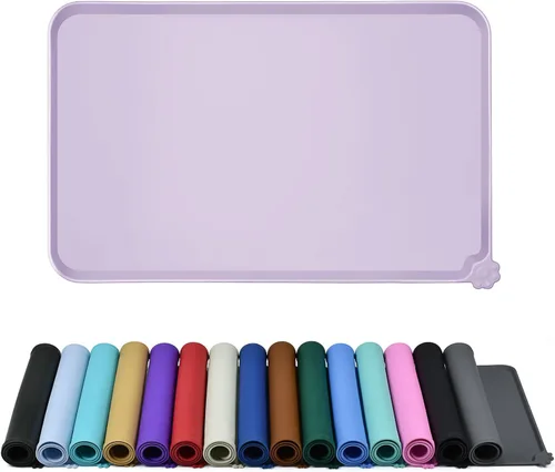 Miniatura 31 de Reopet Tapete de silicona para cuenco de perro y gato, antiadherente, para alimentos, impermeable, varios colores, tamaños y propósitos Gris