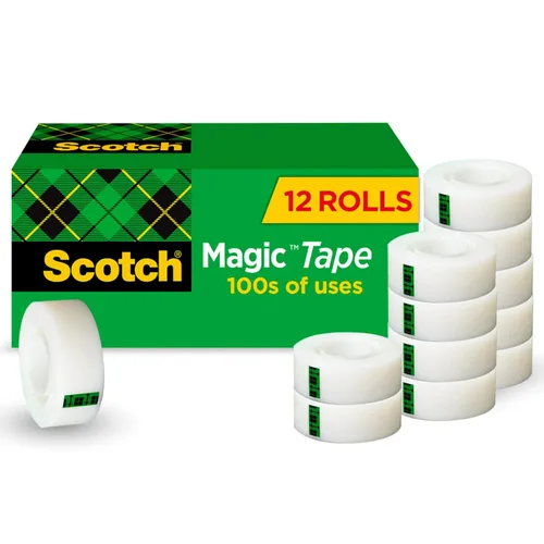 Scotch Cinta mágica, invisible, suministros de oficina en casa y suministros de regreso a clases para universidades y aulas, 12 rollos