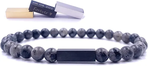 Miniatura 15 de Pulseras de cuentas personalizadas, Pulsera de piedras preciosas de 0.236 in, Pulsera grabada con láser, Pulsera de piedra natural, Pulseras unisex