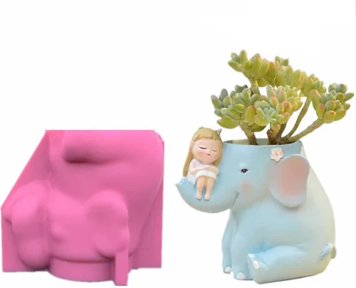 Miniatura 20 de Molde de silicona para macetas, moldes de silicona en forma de animal 3D para hormigón, cemento, yeso, arcilla polimérica, fundición de resina