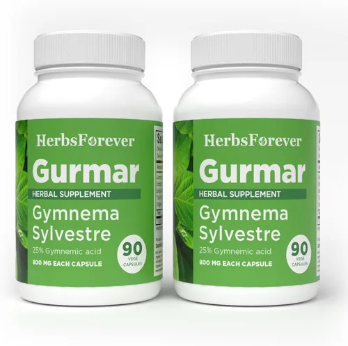 Herbsforever Gurmar Cápsulas – Gymnema Sylvestre – Suplemento herbario – 90 cápsulas (paquete de 2)