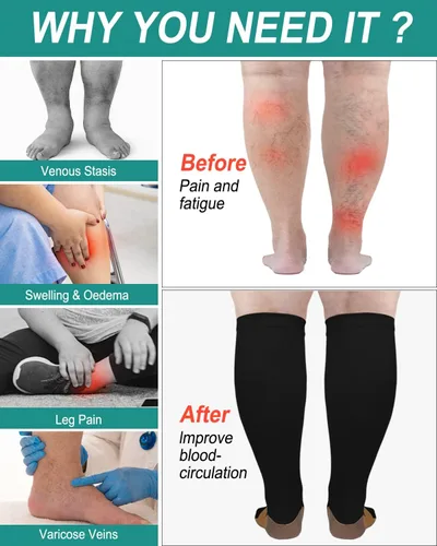 Miniatura 2 de Aoliks Calcetines de compresión de talla grande para pantorrillas anchas, extra grandes hasta la rodilla, calcetines de apoyo alto para mujeres
