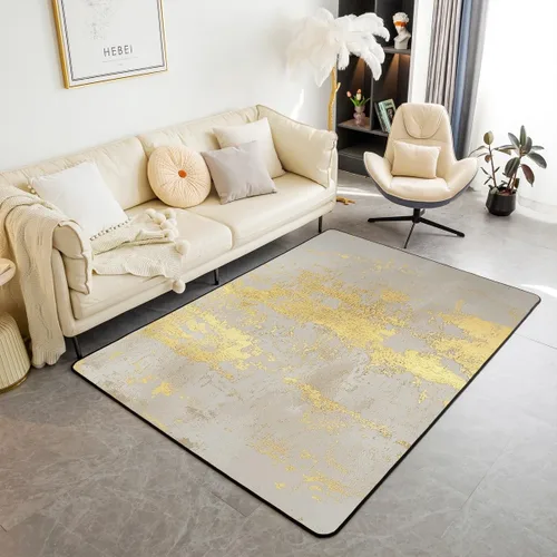 Miniatura 25 de jejeloiu Alfombra de decoración de mármol negro y dorado, alfombra para sala de estar, dormitorio, para niños, niñas, adolescentes, decoración