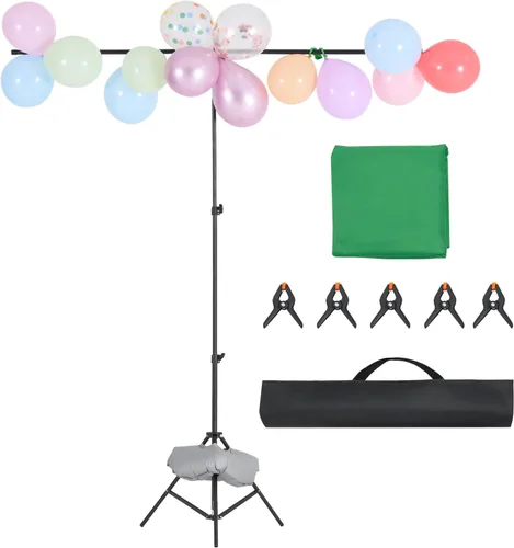 Miniatura 9 de VEVOR Soporte de telón de fondo, 5 x 6.5 pies, kit de soporte de fondo ajustable para fotos, soporte de fondo portátil con 3 barras transversales