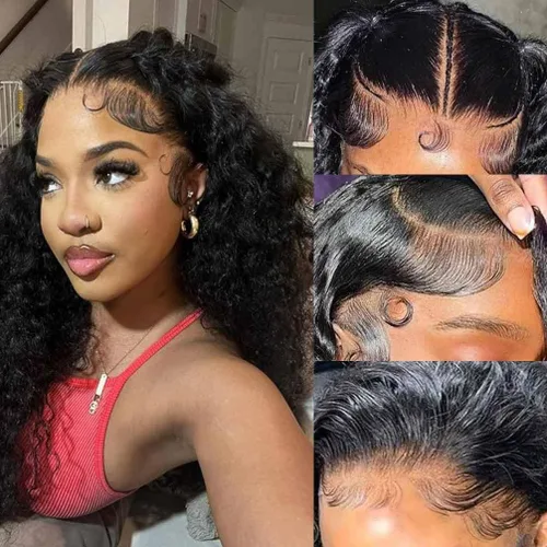 Miniatura 40 de Peluca de encaje frontal de 30 pulgadas, cabello humano prearrancado de densidad 180, peluca de encaje frontal brasileña con cabello húmedo y Encaje