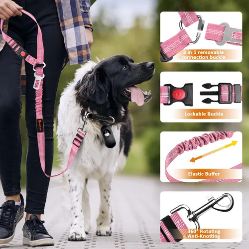 Miniatura 5 de Arnés de cinturón de seguridad para perros extraíble para coche, cinturón de seguridad para mascotas 3 en 1, correa retráctil que se asegura al 2