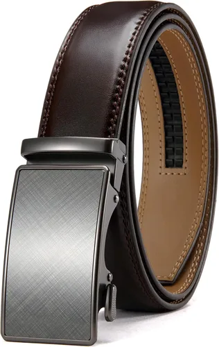 Miniatura 28 de CHAOREN - Cinturón para hombre - Cinturón de trinquete de cuero de 1 3/8 pulgadas para pantalones de vestir - Cinturón micro ajustable que se adapta