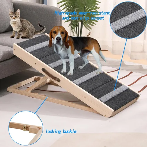 Miniatura 4 de Escalera para perros 2 en 1, escaleras plegables para mascotas, rampa portátil para perros pequeños y grandes con superficie antideslizante, rampa