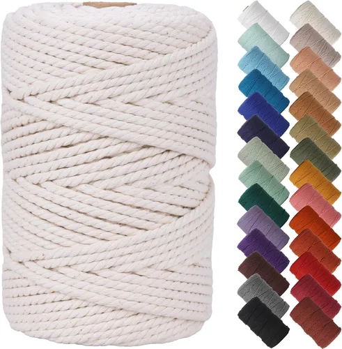 Miniatura 123 de NOANTA - Cuerda de macramé color beige natural, 1/8 pulgadas (3 mm) x 109 yardas (100 metros), cuerda de algodón colorido para colgar en la pared