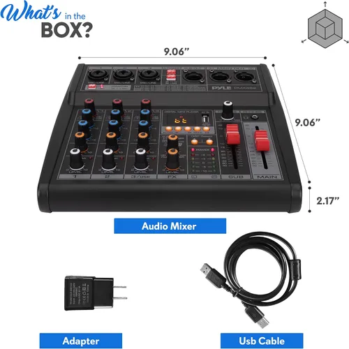 Miniatura 7 de Pyle Mezclador profesional de audio DJ - Controlador de 3 canales con 16 efectos DSP preestablecidos - Interfaz USB - 3 entradas de micrófono/línea
