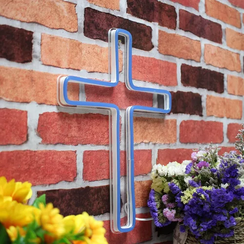 Miniatura 3 de ADVPRO Cruz Jesús Decoración Para El Hogar Flex Silicona LED Neon Sign - Azul - st16s33-fnu0059-b