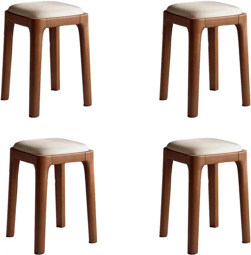 Miniatura 9 de Wooden Dining Chairs Backless,Kitchen Chairs Stool Stackable,Dining Room Chair with PU Leather Cushion,Square Living Room Chair for Kitchen, Dining