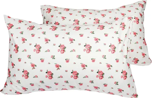 Miniatura 8 de Fundas de almohada para cama Queen, 100% algodón, diseño floral, transpirable, con cierre de sobre, 20 x 30 pulgadas