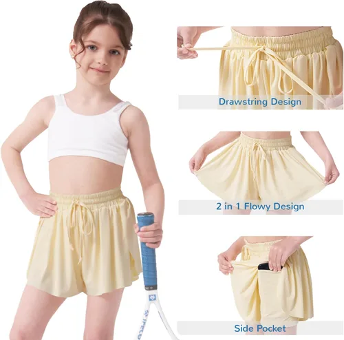Miniatura 2 de Pantalones cortos fluidos con diseño de mariposa para niñas, pantalones cortos deportivos para niñas, pantalones cortos de mariposa para niños