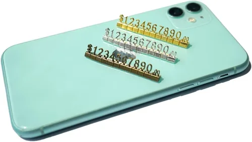 Miniatura 5 de 10 juegos de cubos de precio, bloques de números, etiqueta de precio de metal para exhibición de joyas, soporte de mostrador, montaje ajustable