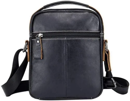 Miniatura 3 de Hebetag Bolso bandolera de cuero pequeño para hombre, para viajes al aire libre, negocios
