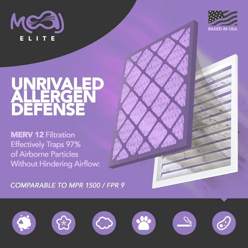 Miniatura 3 de Filtro de aire de 14 x 24 x 1 (paquete de 2) MERV 12 MOAJ Elite Bacterial & Viral Defense Con base en Estados Unidos Filtros de aire