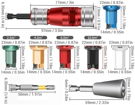 Miniatura 7 de Sonew Juego de herramientas de pelacables de taladro eléctrico para cables duros sólidos 6, 8, 10, 12, 14 AWG